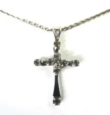 Premier Designs  Silver Tone Rhinestone Cross Pendant Necklace Christian Catholic