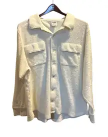 Victoria's Secret PINK Cream Sherpa Fleece Button Down Shirt Jacket Women's L/G