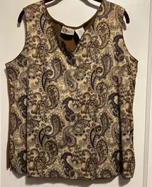 NWOT Women’s 18/20 Faded Glory Brown and Cream Paisley Top