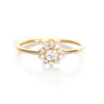 14k Gold‎ Filled Micro Simulated Diamond Sunflower Ring Size 7