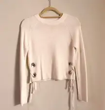 Forever 21 White Side Tie Sweater