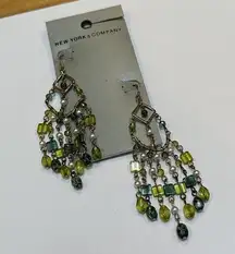 NWT New York & Company Green Beaded Pierced Dangle Drop Earrings $19.50 MSRP