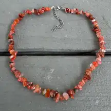 Carnelian Agate Crystal Bead Necklace