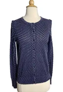 Loft  polka dot button-up navy blue with white dots cardigan, size S