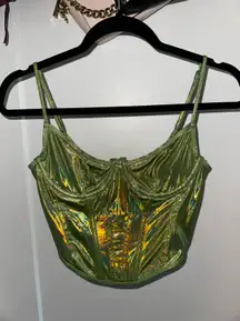 Green Metallic Crop Top