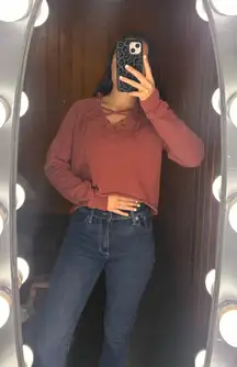 maroon cropped hoodie 