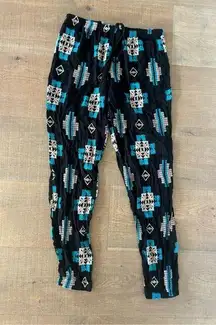 lucy love black blue tribal joshua tree embroidered casual pants