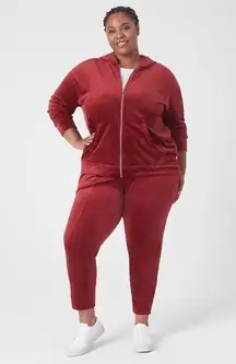 NWT LIVI Active Lane Bryant Velour Jogger Burgundy Red Sz 30/32 Rhubarb