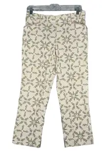 Anthropologie Cartonnier Pants Womens 6 Cream Green Charlie‎ Trouser Botanical
