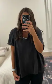 We The Free Dark Gray Nina cotton V-Neck Tee