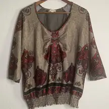 Live and let Live 3/4 sleeve Women’s Blouse Top Size Medium