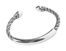 NEW Solid Unisex Braided Bar 925 Sterling Silver Cuff‎ Bracelet, Adjustablee