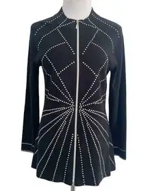 Berek Size Medium Zip Up Embellished Top Long Sleeve Shirt Sweater Jacket