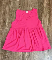 NWOT  Stripe Magenta Pink Waffle Knit Sleeveless Top sz 2XL