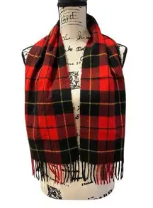 Red Black Cashmere Winter Lightweight Scarf Scarves Fringe EUC