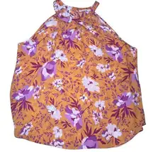 VIOLET & CLAIRE Blouse Size XL Women Floral Halter Sleeveless Pleated