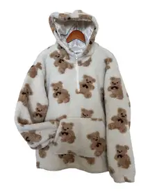 Aelfric Eden Women’s Bear Print Puffer Jacket - Cream and Brown