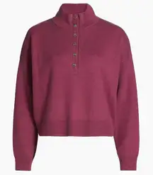 NWT Stella Dux Snap Placket Funnel Neck Sweater Raspberry XS Saks fifth Avenue