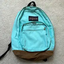 Jansport Leather Bottom Turquoise/Light Blue Campus Backpack