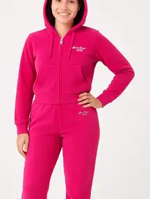 Juicy Couture Vixen Pink Thick Velour Tracksuit Set Zip Hoodie & Joggers NWT M