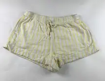 Universal Thread Yellow Lemon Striped Linen Blend Pull On Shorts L