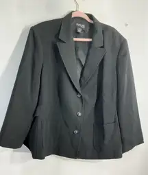 Womans Style & Co Woman 22w Black White Button Down Lined Shoulder Pads Blazer