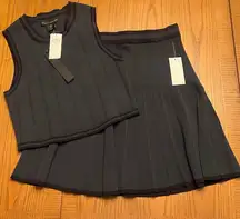 House of Harlow 1960 Tennis Sleeveless Sweater‎ Top & Pleated Skirt Set Sz Small