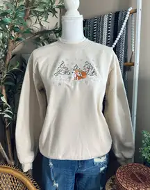 Y2K / 90s Trilogy by Morning Sun Fox Embroidered Sweatshirt | Winter Woodland