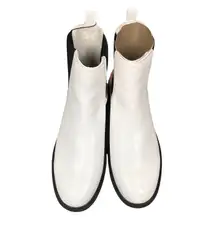 Rollda Boots Womens 9 White Round Toe Chelsea Ankle Low Heel Pull On