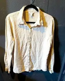 Women’s Orvis Linen Long Sleeve Cream Button Up Shirt Large