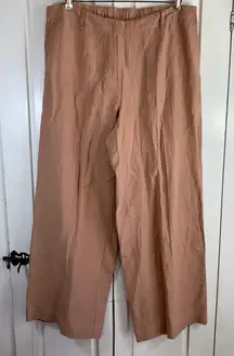 J Jill Linen Blend Wide Leg Pants XL Tall Brown Comfort Pockets READ HEMMED