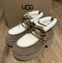 UGG chestnut suede woolPlatform heeled ankle boots booties shoes new 