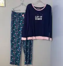 Comfort Sleep Let It Snow comfy Long Sleeve Pant Pajamas Set