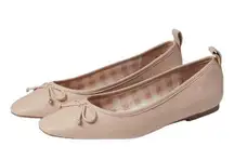 Draper James  Leather Taylor Ballet Flat Shoe with Bow Beige Size 9 NWT