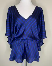 Lauren Ralph Lauren Blue Stripe Blouse Sz Small/ Medium