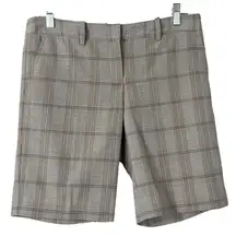 BCBGMaxAzria Women's Plaid Stripe Bermuda Shorts Gray Size 4