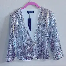 *NWT* Allegra K XS silver sequin 3/4sleeve blazer