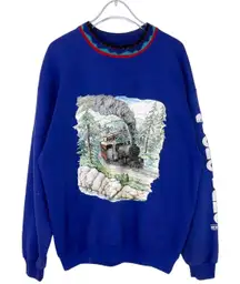 Gopher Sport Vintage 1980s Crewneck Sweatshirt New York Long Lake Train Large