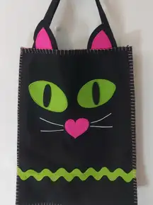 Happy Halloween Cat Eye Neon Tote Bag Carryall Seasonal Holiday Animal Whimsy