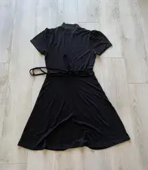 Black Turtleneck Short Sleeve Dress