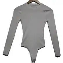 Womens Abercrombie & Fitch Soft AF White Ribbed Long Sleeve Bodysuit Top Size XS