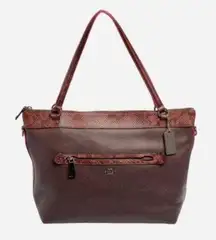 Coach  Burgundy And Oxblood Zip Top Leather Tote Purse Dark Contemporary Fall