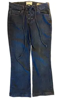 FRAME Denim Le Crop Mini Boot Lace Up Dark Wash‎ Jeans Womens Size 27 Boho Style