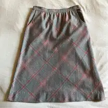 Union Made Vintage Wool Plaid Skirt - Size 11-12 Made In USA