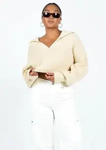 Princess Polly Quinten Sweater Cropped Cream size small medium