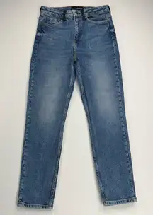 The Kooples Lizy Jeans Black Leather Belt Loops High Rise BLU01 Wash Size 28