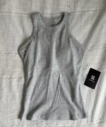 SUUKSESS Amazon padded cotton rib high neck light grey tank 