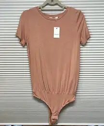 Elodie NWT Peach Short Sleeve T-shirt Thong Bodysuit XS