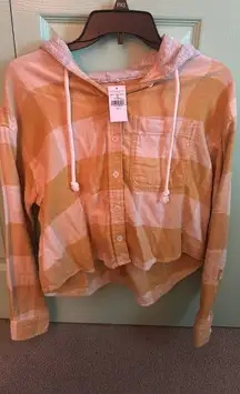 American Eagle Flannel Cropped Hoodie