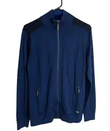 Alaska by Luly Yang Sweater Jacket Small Blue Full Zip Knit Airlines *Holes